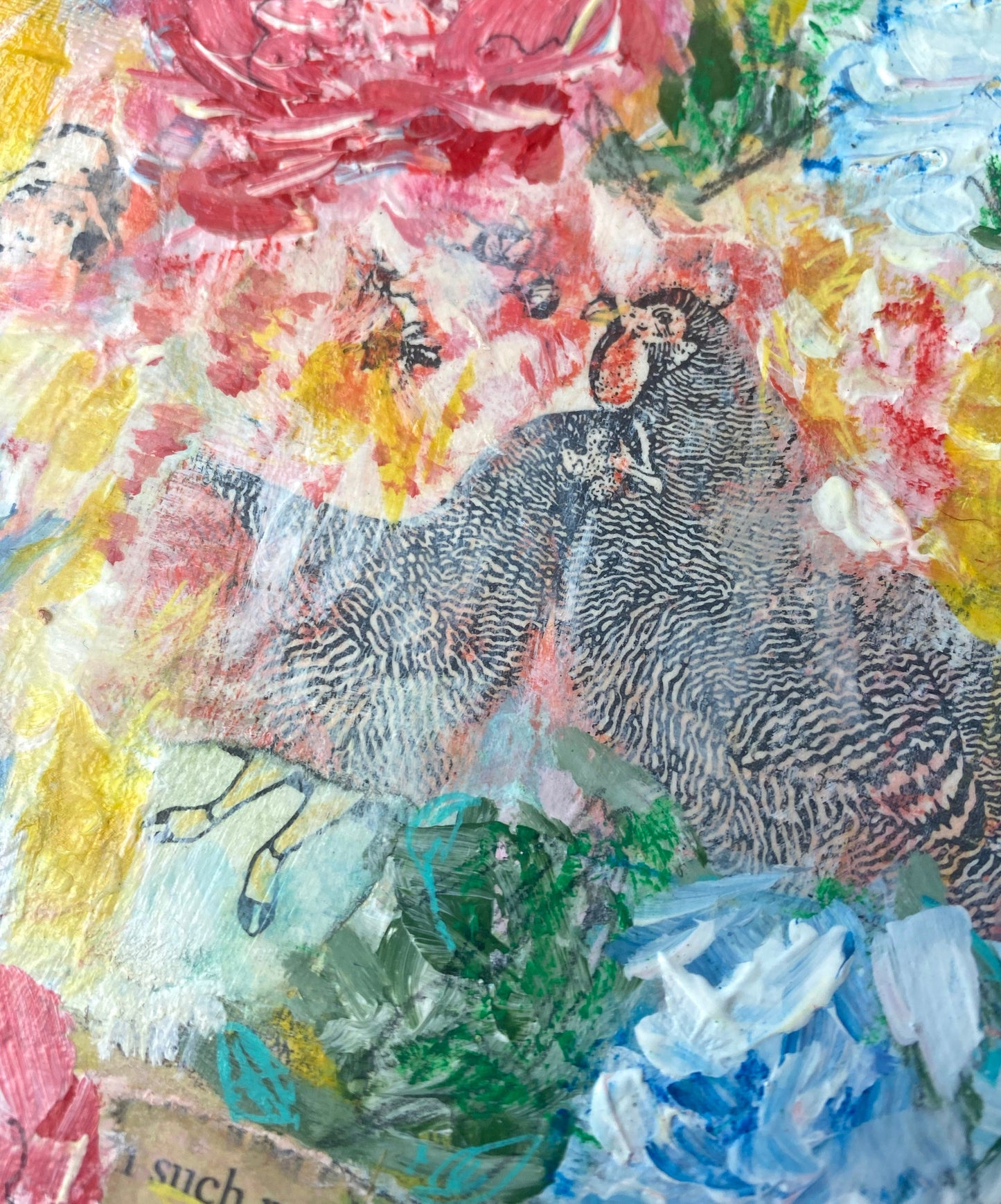 Chicken Lady Painting 8"x8"